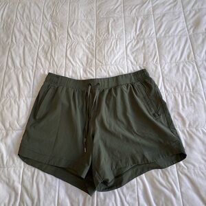 Men's Olive Green Athletic Drawstring Shorts